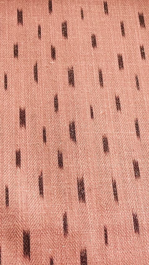 Copper Brown Ikat Curtain Panel: Custom Length Linen Blend Drape — photo 1