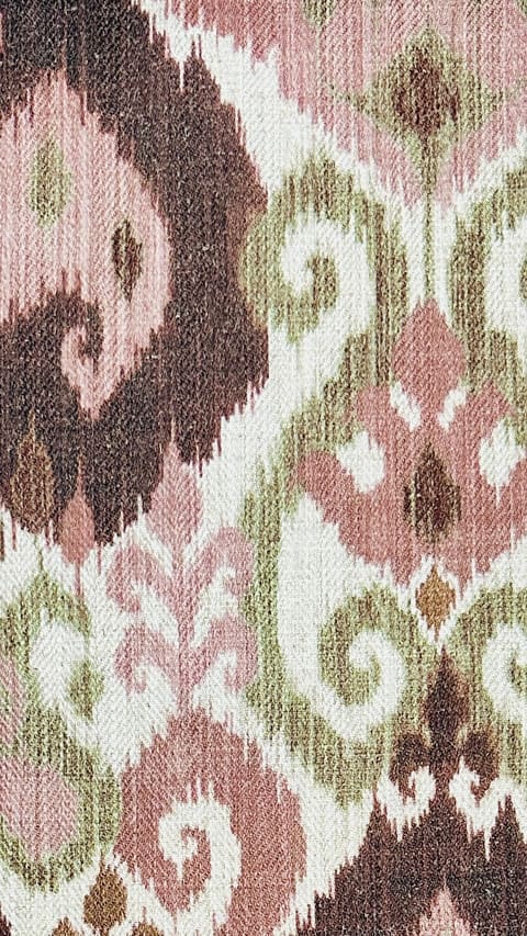 Ikat Curtain Panel: Pink, Green, & Maroon Indian Drape — photo 1